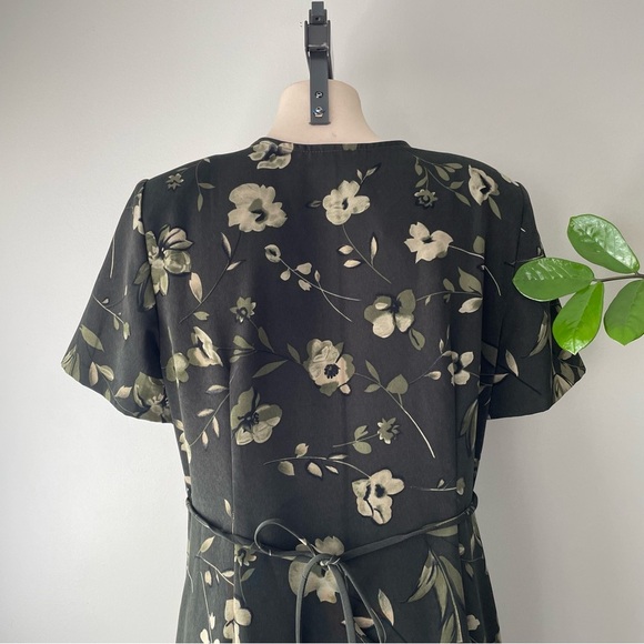 90s Vintage Jessica Front Button Down Green Floral Maxi Dress Size Large 1990s - Picture 6 of 11